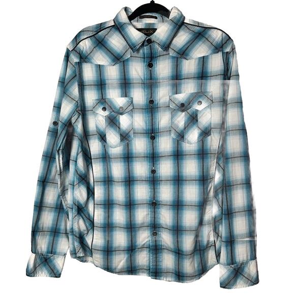Helix Other - Helix Men’s Blue Plaid Athletic Fit Button Down Shirt Pockets Long Sleeve Medium